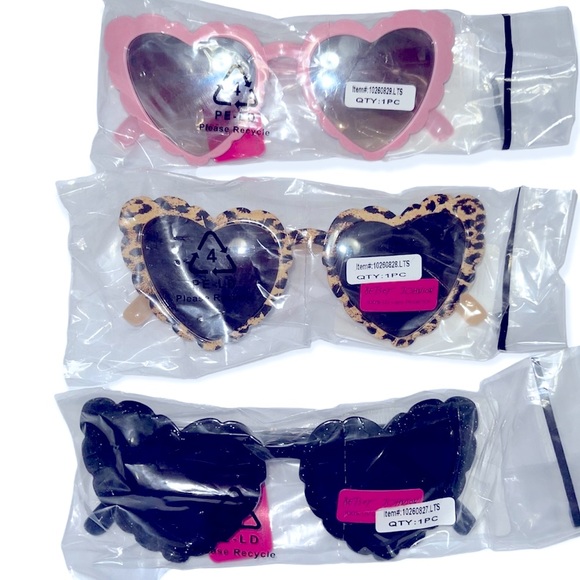 BETSEY JOHNSON True To Heart Sunglasses Leopard Cat Eye Scalloped Heart Shape - Picture 4 of 5